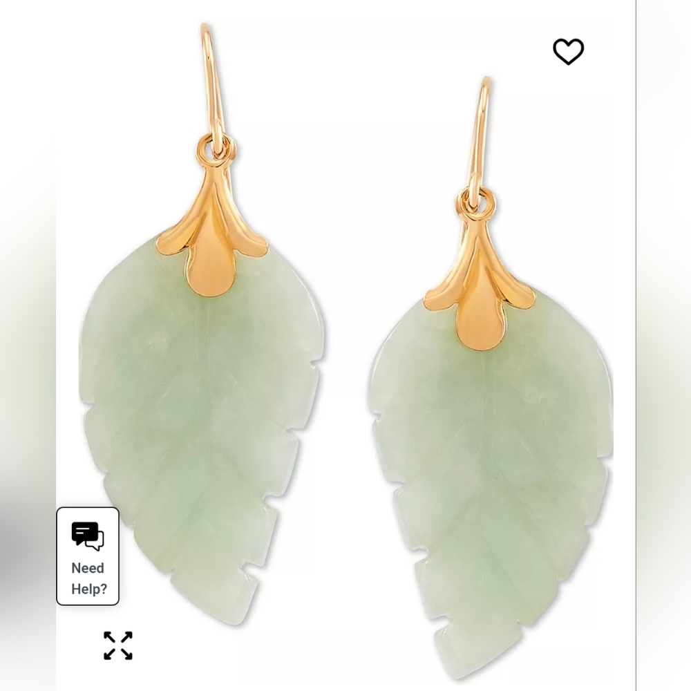 Jade 10k Gold Leaf Drop Earrings Macys R.H. Fine Jewelry